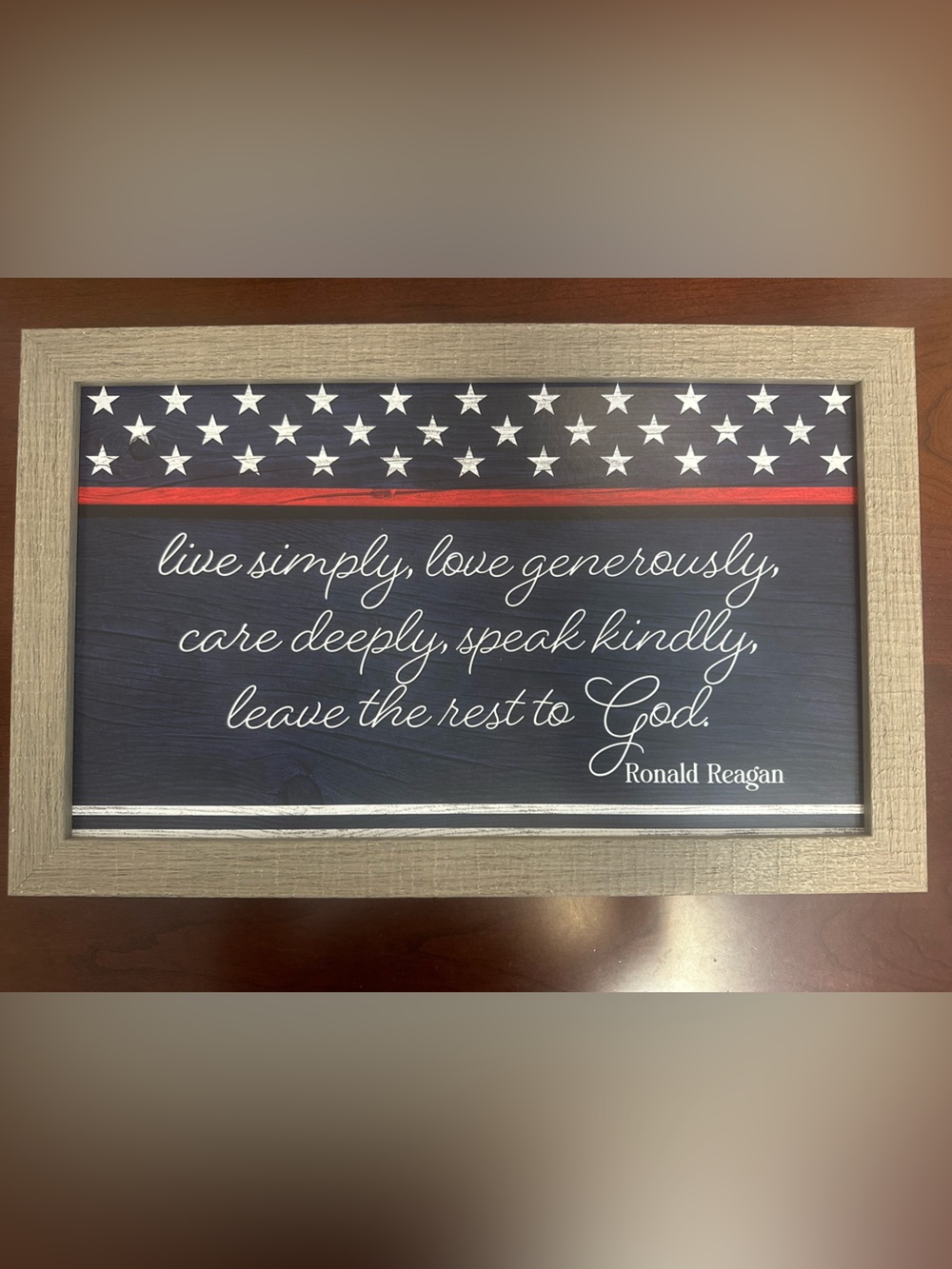 Patriotic Framed Quote Sign – Navy, Red & White